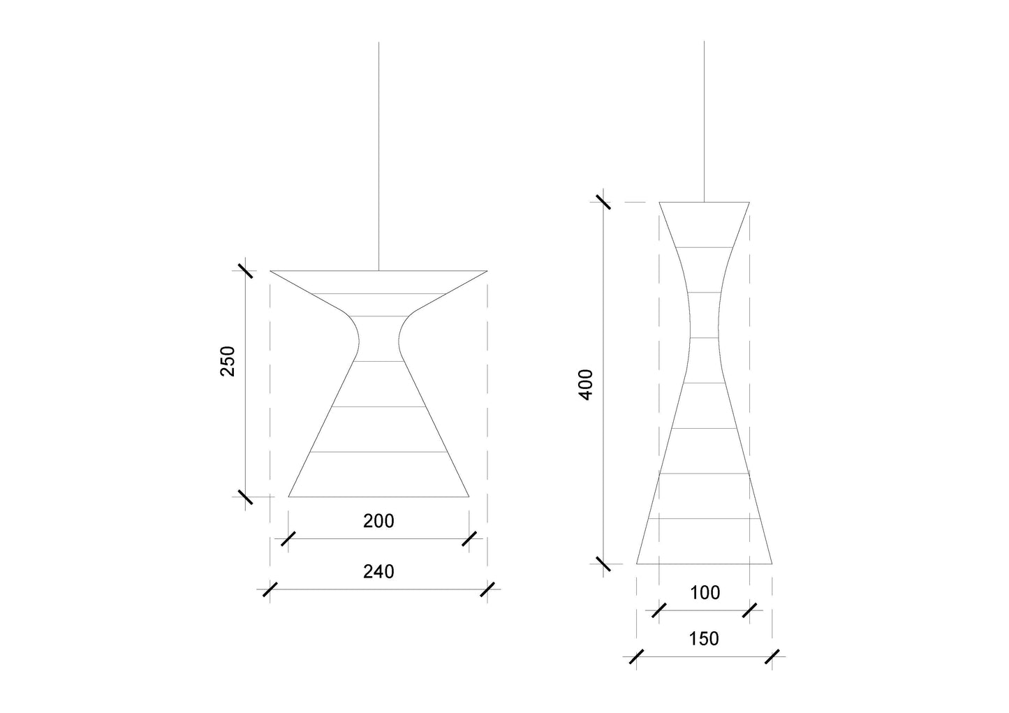 hourglass pendant lamps - large
