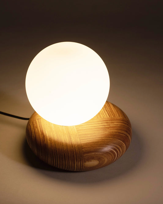 Pebble lamp, handmade upcycled plywood