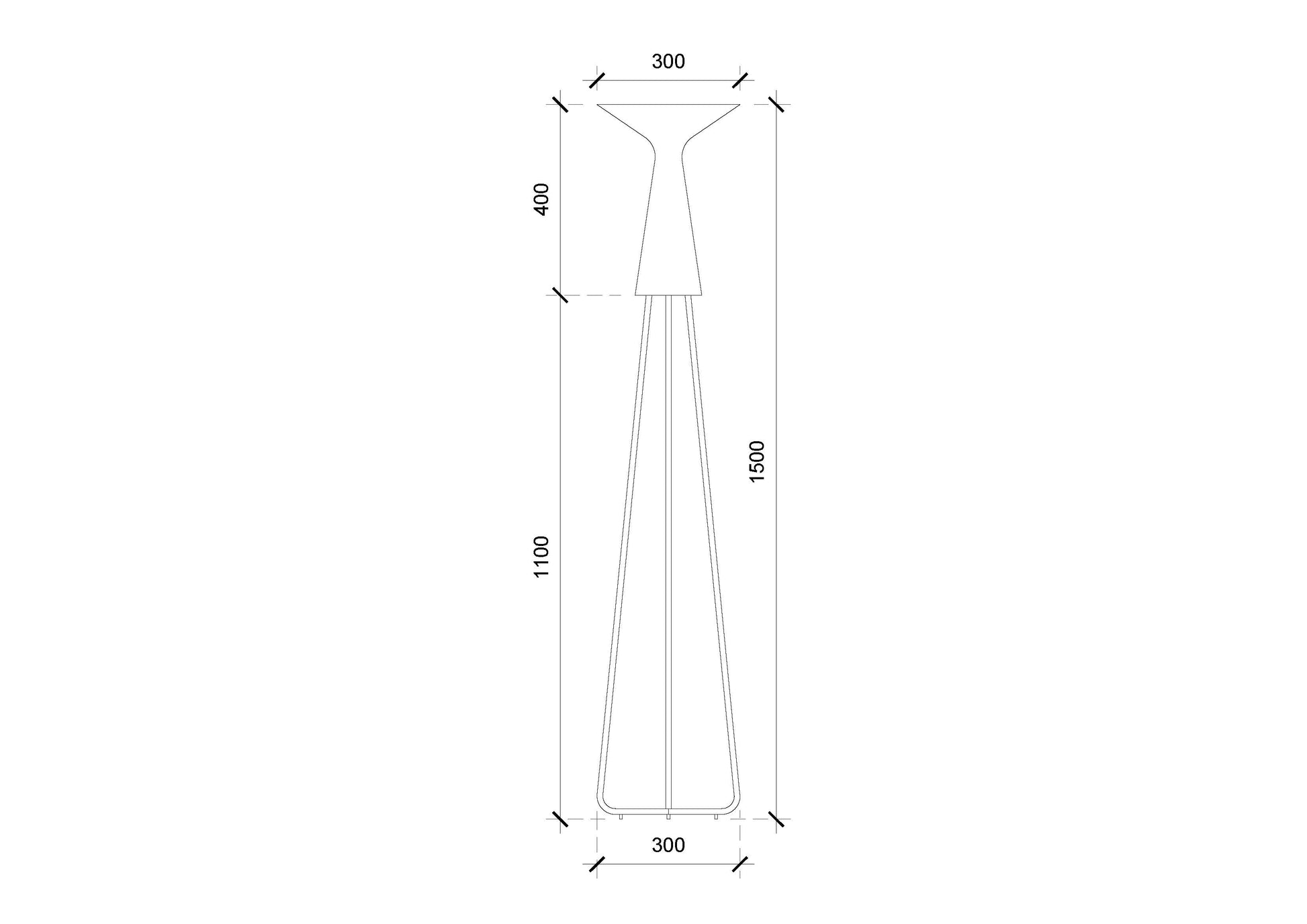 Hourglass floor lamp upcycled plywood design